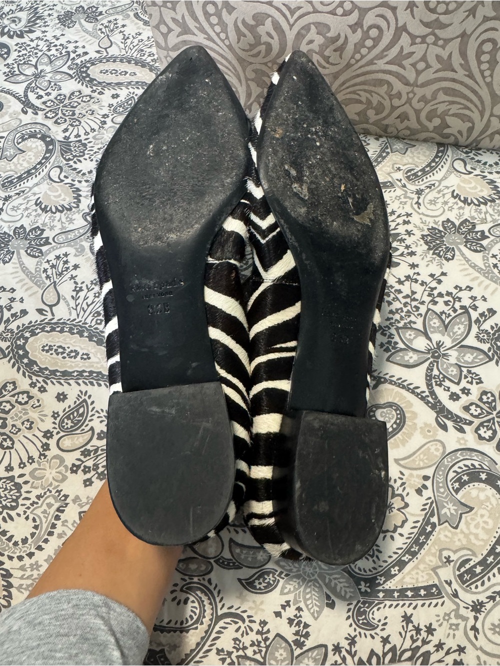 kate spade Black & White Zebra Mary Jane Flats - Picture 3 of 5